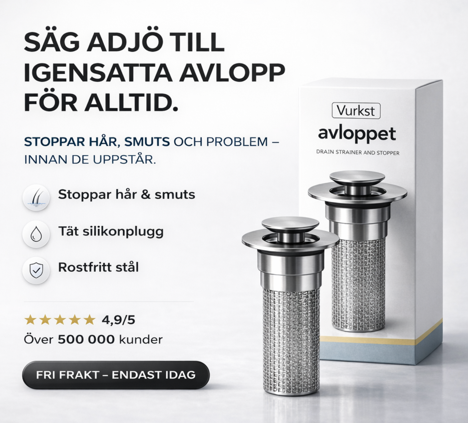 Vukst™ Avloppssil — Sluta med stopp en gång för alla - Universell handfatspropp